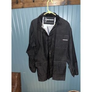 Motorcycle Rain Gear JACKET PVC coated Nylon REFLECTIVE by FirstGear BLACK